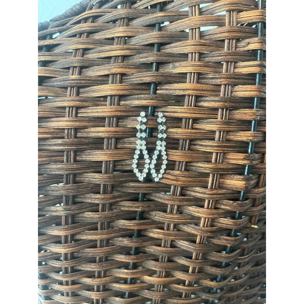 VintageCrystal Rhinestone Dangle Earrings Geometric Design